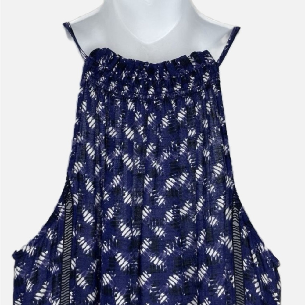 Rebecca Taylor Blue White Abstract Print Criss-Cross Weave Maxi Dress Size 6 - Picture 5 of 8